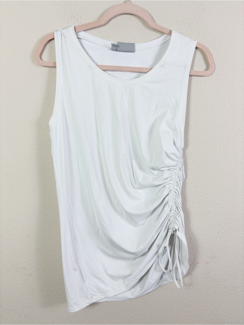 Athleta‎ White Tank Ruched Side Sleeveless Workout Top size M
